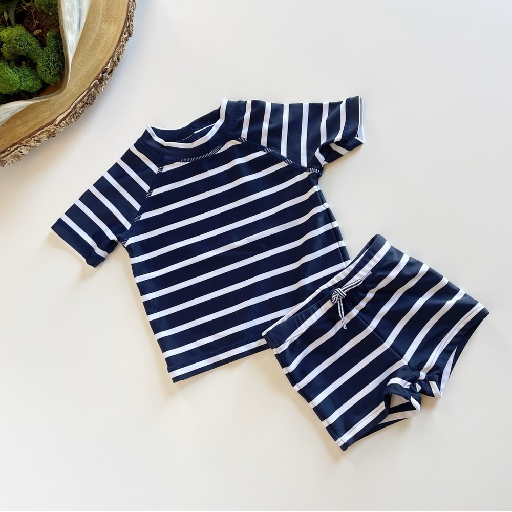 Janie and Jack Navy and White Striped Kids Swim Set